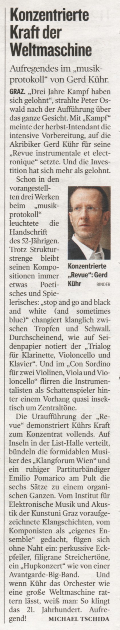 Kühr Musikprotokoll 2005